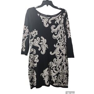 White House Black Market‎ Dress Sheath Floral 3/4 Sleeve Career M